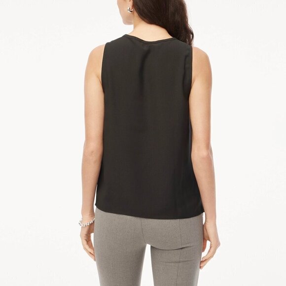 J. Crew Sleeveless V-Neck Crepe Shell Tank Top Black Size XS NWT - Picture 2 of 6